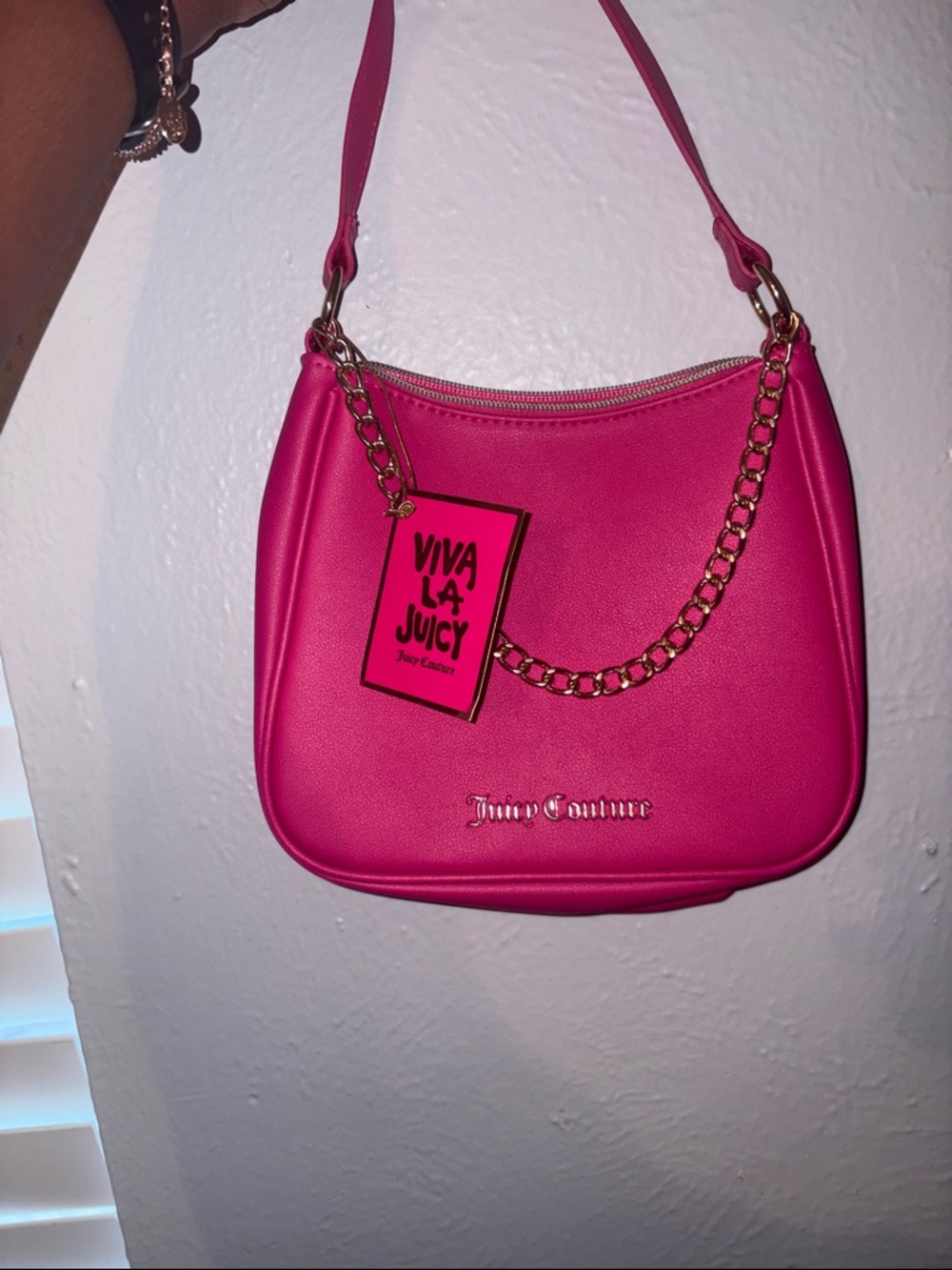 Juicy Couture Hot Pink Viva La Juicy Shoulder Bag with Gold Chain